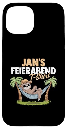 Faultier Feierabend Jan Hülle für iPhone 15 von Vorname Jan
