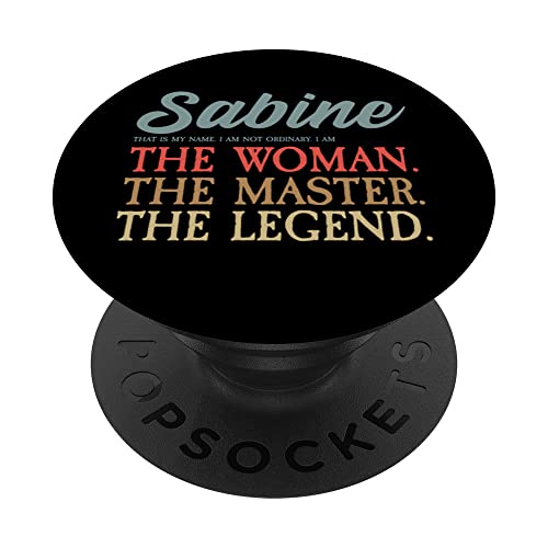 Sabine Name I Vintage & Strand I Personalisiertes Sabine PopSockets mit austauschbarem PopGrip von Vorname Retro I Jungs & Männer I Mädchen & Frauen