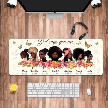 Black Girl Gaming-Mauspad, große Computer-Tastatur, Schreibtisch-Mauspad, rutschfeste Gummi-genähte Kanten, christliche Inspiration, Geschenk für afrikanische Frauen, Schreibtischunterlage für Zuhause Black Girl Gaming-Mauspad, große Computer-Tastatur, Schreibtisch-Mauspad, rutschfeste Gummi-genähte Kanten, christliche Inspiration, Geschenk für afrikanische Frauen, Schreibtischunterlage für Zuhause von Vorruil