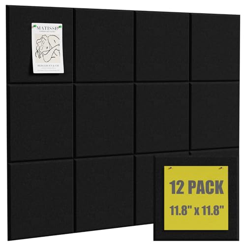 Vorshape 12 Stück große Korktafel, quadratische Filz-Wandfliesen, 122 x 91,4 cm, dekorative Pinnwand, Wand-Organizer für Zuhause, Büro, Schule, Schwarz Vorshape 12 Stück große Korktafel, quadratische Filz-Wandfliesen, 122 x 91,4 cm, dekorative Pinnwand, Wand-Organizer für Zuhause, Büro, Schule, Schwarz von Vorshape