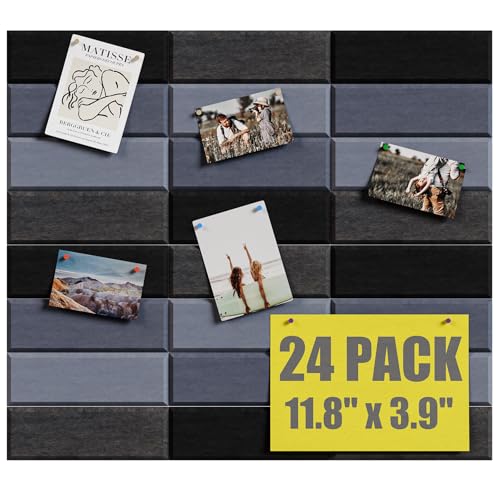 Vorshape 24 Stück große Korktafel, Filz-Wandfliesen, 91,4 x 81,3 cm, dekorative Pinnwand, Wand-Organizer für Zuhause, Büro, Schule, Schwarz und Grau, sortiert Vorshape 24 Stück große Korktafel, Filz-Wandfliesen, 91,4 x 81,3 cm, dekorative Pinnwand, Wand-Organizer für Zuhause, Büro, Schule, Schwarz und Grau, sortiert von Vorshape