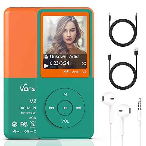 MP3 Player,Vorstik V2 HiFi Digitales Audio Player 1.8" TFT Bildschirm & Lautsprecher 8G SD Karte 64G 50 STD Wiedergabe Sprachaufzeichnung FM Radio Video Recorder E-Book Reader von Vorstik