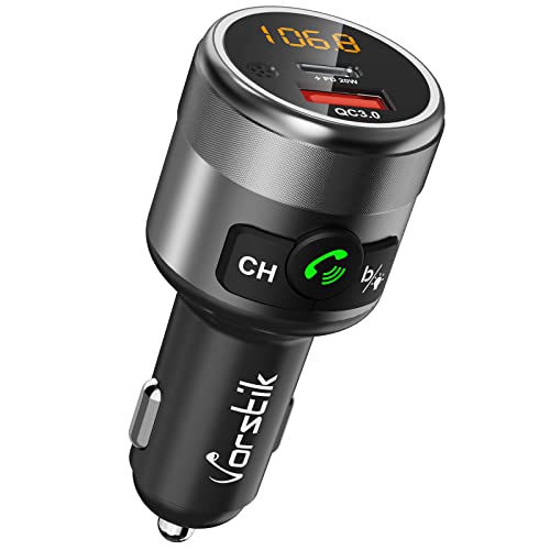 Vorstik C81 FM-Transmitter, Bluetooth-Auto-FM-Transmitter, QC 3.0 Wireless Radio Adapter mit Freisprechfunktion, Dual-USB-Ladegerät von Vorstik