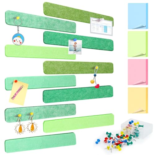 Votoko 10 Stück Pinnwand Bar Streifen Korkplatte, Kleine Filz Pinnwand Selbstklebend mit 50 Pushpins und 100 Haftnotizen, Filzboard für Foto Hängen, Bulletin Tafeln Heimdekoration (Grün) Votoko 10 Stück Pinnwand Bar Streifen Korkplatte, Kleine Filz Pinnwand Selbstklebend mit 50 Pushpins und 100 Haftnotizen, Filzboard für Foto Hängen, Bulletin Tafeln Heimdekoration (Grün) von Votoko