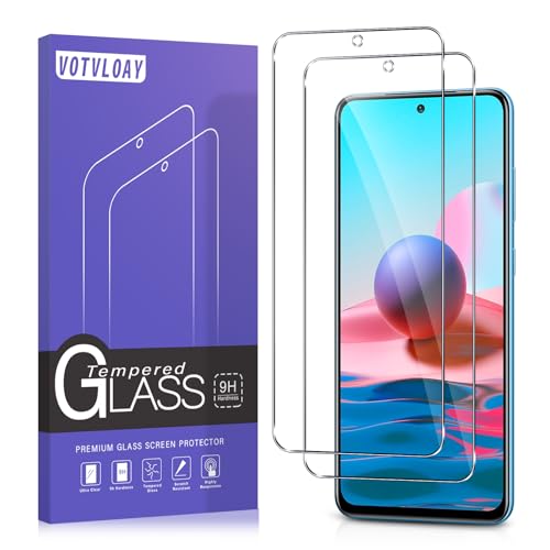 Votvloay 2 Stück Panzer Schutz Glas für Xiaomi Redmi Note 10 4G /Note 10S 6.43" 9H Härte Schutzfolie,Anti-Kratzen,Ultra-Klar Displayschutzfolie,Full Screen Schutzglas Ultrabeständig Bläschenfrei,Clear von Votvloay
