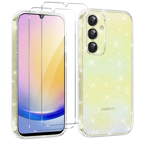 Votvloay Glitzer Hülle für Samsung Galaxy A25 5G 6,5 '' mit 2 Stück Schutzfolie Schutzglas, Aesthetic Frauen Mädchen Klare Handyhülle, Weich TPU Stoßfeste Schutzhülle für Samsung A25 5G, Transparent Votvloay Glitzer Hülle für Samsung Galaxy A25 5G 6,5 '' mit 2 Stück Schutzfolie Schutzglas, Aesthetic Frauen Mädchen Klare Handyhülle, Weich TPU Stoßfeste Schutzhülle für Samsung A25 5G, Transparent von Votvloay