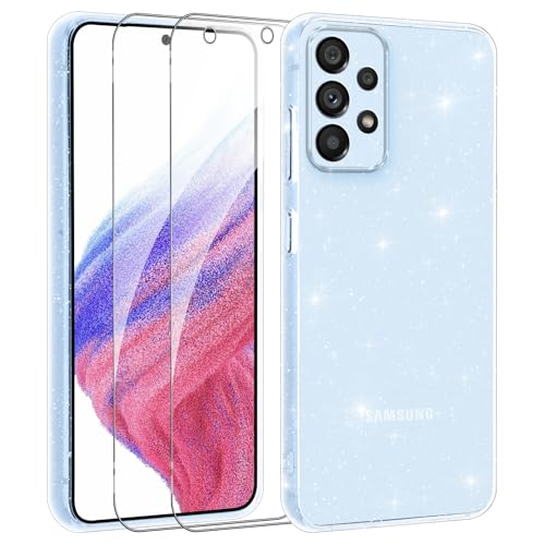 Votvloay Glitzer Hülle für Samsung Galaxy A53 5G 6.5"mit 2 Stück Schutzfolie Schutzglas,Aesthetic Luxuriöse Mädchen Klare Handyhülle,Slim Weich TPU Stoßfeste Schutzhülle für Samsung A53 5G,Transparent Votvloay Glitzer Hülle für Samsung Galaxy A53 5G 6.5"mit 2 Stück Schutzfolie Schutzglas,Aesthetic Luxuriöse Mädchen Klare Handyhülle,Slim Weich TPU Stoßfeste Schutzhülle für Samsung A53 5G,Transparent von Votvloay