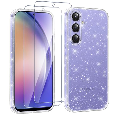Votvloay Glitzer Hülle für Samsung Galaxy A54 5G 6,4 '' mit 2 Stück Schutzfolie Schutzglas, Aesthetic Frauen Mädchen Klare Handyhülle, Slim Weich Stoßfeste Schutzhülle für Samsung A54 5G, Transparent Votvloay Glitzer Hülle für Samsung Galaxy A54 5G 6,4 '' mit 2 Stück Schutzfolie Schutzglas, Aesthetic Frauen Mädchen Klare Handyhülle, Slim Weich Stoßfeste Schutzhülle für Samsung A54 5G, Transparent von Votvloay