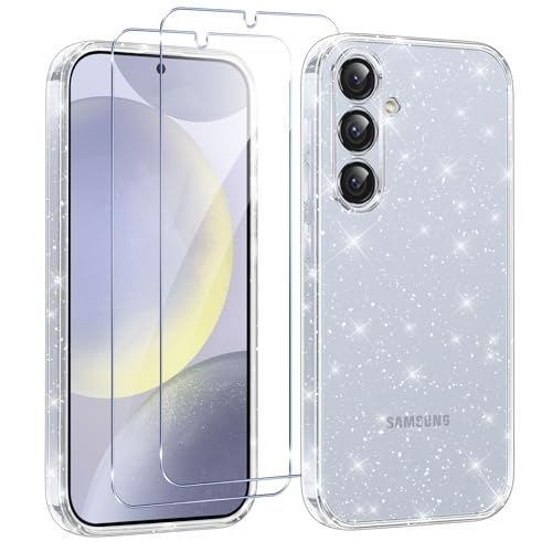 Votvloay Glitzer Hülle für Samsung Galaxy S24 5G 6,2 '' mit 2 Stück Schutzfolie Schutzglas, Aesthetic Frauen Mädchen Klare Handyhülle, Slim Weich Stoßfeste Schutzhülle für Samsung S24 5G, Transparent Votvloay Glitzer Hülle für Samsung Galaxy S24 5G 6,2 '' mit 2 Stück Schutzfolie Schutzglas, Aesthetic Frauen Mädchen Klare Handyhülle, Slim Weich Stoßfeste Schutzhülle für Samsung S24 5G, Transparent von Votvloay