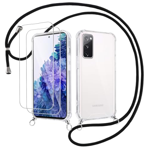 Votvloay Handykette Handyhülle für Samsung Galaxy S20 FE 5G 6,5" Hülle mit Band - mit 2 x Schutzfolie,Transparent Case mit Kordel zum Umhängen,Weich TPU Stoßfest Schutzhülle für Samsung S20 FE,Schwarz Votvloay Handykette Handyhülle für Samsung Galaxy S20 FE 5G 6,5" Hülle mit Band - mit 2 x Schutzfolie,Transparent Case mit Kordel zum Umhängen,Weich TPU Stoßfest Schutzhülle für Samsung S20 FE,Schwarz von Votvloay