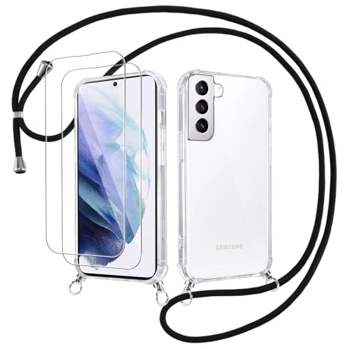 Votvloay Handykette Handyhülle für Samsung Galaxy S21 5G 6,2" Hülle mit Band - mit 2 Schutzfolie,Transparent Case mit Kordel zum Umhängen,Weich Silikon TPU Stoßfest Schutzhülle für Samsung S21,Schwarz Votvloay Handykette Handyhülle für Samsung Galaxy S21 5G 6,2" Hülle mit Band - mit 2 Schutzfolie,Transparent Case mit Kordel zum Umhängen,Weich Silikon TPU Stoßfest Schutzhülle für Samsung S21,Schwarz von Votvloay