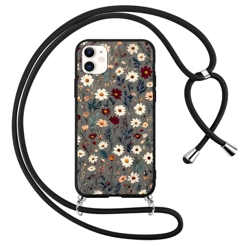 Votvloay Handykette Handyhülle für iPhone 11 6,1" Hülle mit Band, Aesthetic Blumen Muster Case mit Kordel zum Umhängen, Silikon Weich TPU Bumper Stoßfest Schutzhülle Cover für iPhone 11, Schwarz Votvloay Handykette Handyhülle für iPhone 11 6,1" Hülle mit Band, Aesthetic Blumen Muster Case mit Kordel zum Umhängen, Silikon Weich TPU Bumper Stoßfest Schutzhülle Cover für iPhone 11, Schwarz von Votvloay