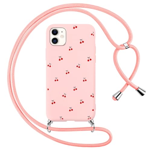 Votvloay Handykette Handyhülle für iPhone 11 6,1" Hülle mit Band, Aesthetic Kirsche Muster Case mit Kordel zum Umhängen, Silikon Weich TPU Bumper Stoßfest Schutzhülle Cover für iPhone 11, Rosa Votvloay Handykette Handyhülle für iPhone 11 6,1" Hülle mit Band, Aesthetic Kirsche Muster Case mit Kordel zum Umhängen, Silikon Weich TPU Bumper Stoßfest Schutzhülle Cover für iPhone 11, Rosa von Votvloay