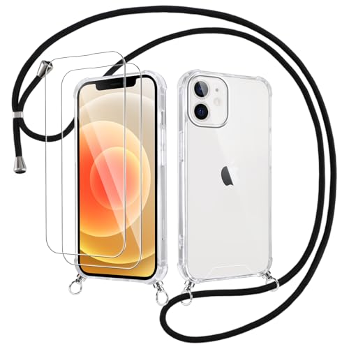 Votvloay Handykette Handyhülle für iPhone 11 6,1" Hülle mit Band - mit 2 x Schutzfolie, Transparent Case mit Kordel zum Umhängen Abnehmbar, Weich Silikon TPU Bumper Stoßfest Schutzhülle Cover, Schwarz Votvloay Handykette Handyhülle für iPhone 11 6,1" Hülle mit Band - mit 2 x Schutzfolie, Transparent Case mit Kordel zum Umhängen Abnehmbar, Weich Silikon TPU Bumper Stoßfest Schutzhülle Cover, Schwarz von Votvloay