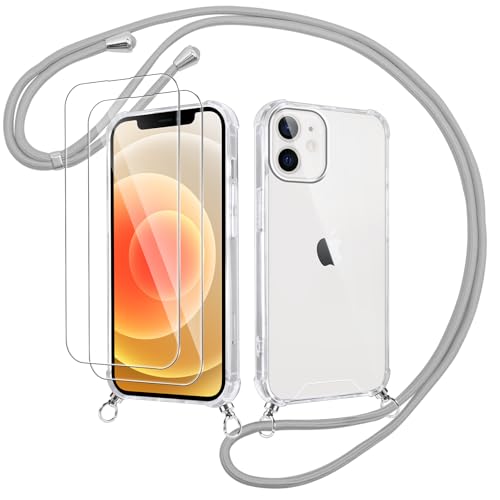 Votvloay Handykette Handyhülle für iPhone 11 6,1" Hülle mit Band - mit 2 x Schutzfolie, Transparent Case mit Kordel zum Umhängen Abnehmbar, Weich Silikon TPU Bumper Stoßfest Schutzhülle Cover, Grau Votvloay Handykette Handyhülle für iPhone 11 6,1" Hülle mit Band - mit 2 x Schutzfolie, Transparent Case mit Kordel zum Umhängen Abnehmbar, Weich Silikon TPU Bumper Stoßfest Schutzhülle Cover, Grau von Votvloay
