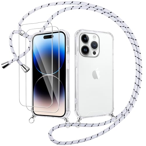 Votvloay Handykette Handyhülle für iPhone 11 Pro 5,8" Hülle mit Band - mit 2 x Schutzfolie, Transparent Case mit Kordel zum Umhängen, Weich Silikon TPU Bumper Stoßfest Schutzhülle Cover, Weiß Votvloay Handykette Handyhülle für iPhone 11 Pro 5,8" Hülle mit Band - mit 2 x Schutzfolie, Transparent Case mit Kordel zum Umhängen, Weich Silikon TPU Bumper Stoßfest Schutzhülle Cover, Weiß von Votvloay