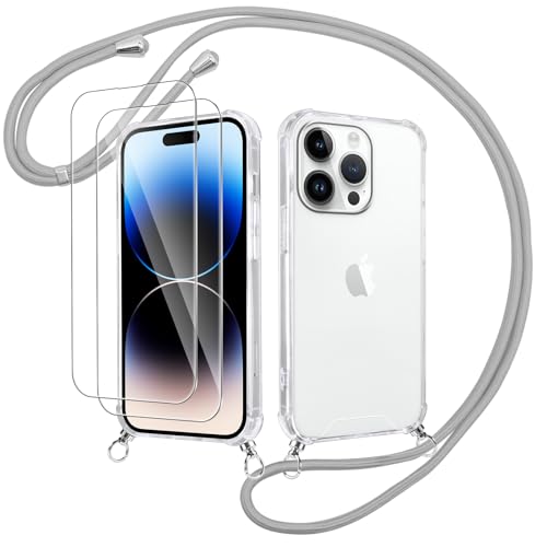 Votvloay Handykette Handyhülle für iPhone 11 Pro Max 6,5" Hülle mit Band - mit 2 x Schutzfolie, Transparent Case mit Kordel zum Umhängen, Weich Silikon TPU Bumper Stoßfest Schutzhülle Cover, Grau Votvloay Handykette Handyhülle für iPhone 11 Pro Max 6,5" Hülle mit Band - mit 2 x Schutzfolie, Transparent Case mit Kordel zum Umhängen, Weich Silikon TPU Bumper Stoßfest Schutzhülle Cover, Grau von Votvloay
