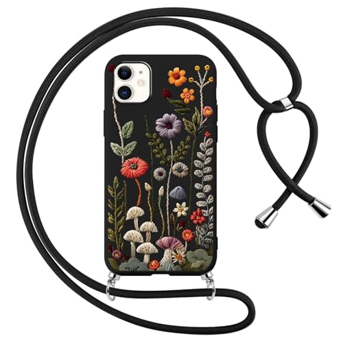 Votvloay Handykette Handyhülle für iPhone 12/iPhone 12 Pro 6,1" Hülle mit Band, Aesthetic Blumen Muster Case mit Kordel zum Umhängen, Silikon Weich TPU Bumper Stoßfest Cover für iPhone 12, Schwarz 2 Votvloay Handykette Handyhülle für iPhone 12/iPhone 12 Pro 6,1" Hülle mit Band, Aesthetic Blumen Muster Case mit Kordel zum Umhängen, Silikon Weich TPU Bumper Stoßfest Cover für iPhone 12, Schwarz 2 von Votvloay