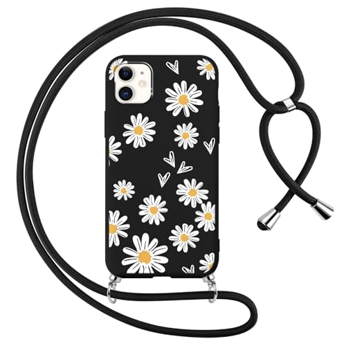 Votvloay Handykette Handyhülle für iPhone 12/iPhone 12 Pro 6,1" Hülle mit Band,Aesthetic Blumen Herz Muster Case mit Kordel zum Umhängen, Silikon Weich TPU Bumper Stoßfest Cover für iPhone 12, Schwarz Votvloay Handykette Handyhülle für iPhone 12/iPhone 12 Pro 6,1" Hülle mit Band,Aesthetic Blumen Herz Muster Case mit Kordel zum Umhängen, Silikon Weich TPU Bumper Stoßfest Cover für iPhone 12, Schwarz von Votvloay