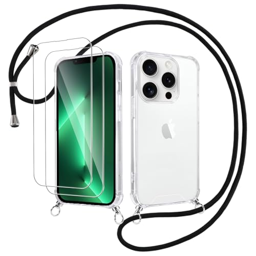 Votvloay Handykette Handyhülle für iPhone 13 Pro 6,1" Hülle mit Band - mit 2 x Schutzfolie, Transparent Case mit Kordel zum Umhängen, Weich TPU + PC Back Schutzhülle Cover für iPhone 13 Pro, Schwarz Votvloay Handykette Handyhülle für iPhone 13 Pro 6,1" Hülle mit Band - mit 2 x Schutzfolie, Transparent Case mit Kordel zum Umhängen, Weich TPU + PC Back Schutzhülle Cover für iPhone 13 Pro, Schwarz von Votvloay