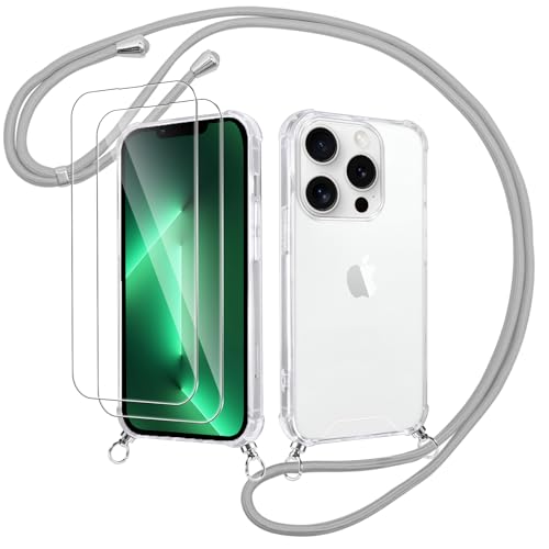 Votvloay Handykette Handyhülle für iPhone 13 Pro 6,1" Hülle mit Band - mit 2 x Schutzfolie, Transparent Case mit Kordel zum Umhängen, Weich TPU + PC Back Schutzhülle Cover für iPhone 13 Pro, Grau Votvloay Handykette Handyhülle für iPhone 13 Pro 6,1" Hülle mit Band - mit 2 x Schutzfolie, Transparent Case mit Kordel zum Umhängen, Weich TPU + PC Back Schutzhülle Cover für iPhone 13 Pro, Grau von Votvloay