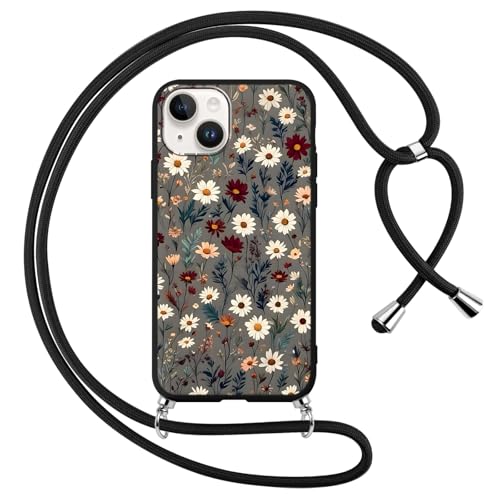 Votvloay Handykette Handyhülle für iPhone 15 6,1" Hülle mit Band, Aesthetic Blumen Muster Case mit Kordel zum Umhängen, Silikon Weich TPU Bumper Stoßfest Schutzhülle Cover für iPhone 15, Schwarz Votvloay Handykette Handyhülle für iPhone 15 6,1" Hülle mit Band, Aesthetic Blumen Muster Case mit Kordel zum Umhängen, Silikon Weich TPU Bumper Stoßfest Schutzhülle Cover für iPhone 15, Schwarz von Votvloay