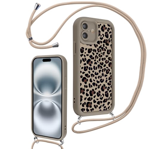 Votvloay Handykette Handyhülle für iPhone 16 6,1" Hülle mit Band, Aesthetic Leopard Muster Kordel zum Umhängen Case, Weich Dünn Silikon TPU Bumper Stoßfest Schutzhülle Cover für iPhone 16, Khaki Votvloay Handykette Handyhülle für iPhone 16 6,1" Hülle mit Band, Aesthetic Leopard Muster Kordel zum Umhängen Case, Weich Dünn Silikon TPU Bumper Stoßfest Schutzhülle Cover für iPhone 16, Khaki von Votvloay