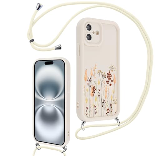 Votvloay Handykette Handyhülle für iPhone 16 6,1" Hülle mit Band, Aesthetic Muster Blumen Kordel zum Umhängen Case, Weich Dünn Silikon TPU Bumper Stoßfest Schutzhülle Cover für iPhone 16, Beige2 Votvloay Handykette Handyhülle für iPhone 16 6,1" Hülle mit Band, Aesthetic Muster Blumen Kordel zum Umhängen Case, Weich Dünn Silikon TPU Bumper Stoßfest Schutzhülle Cover für iPhone 16, Beige2 von Votvloay