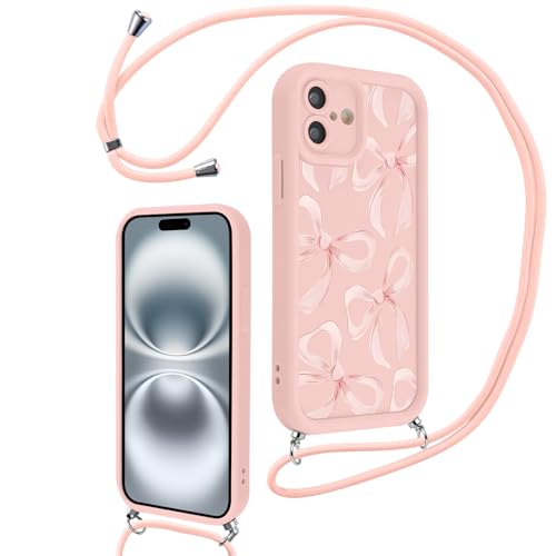 Votvloay Handykette Handyhülle für iPhone 16 6,1" Hülle mit Band, Aesthetic Schleifen Fliege Muster Kordel zum Umhängen Case, Weich Dünn Silikon TPU Stoßfest Schutzhülle Cover für iPhone 16, Rose Votvloay Handykette Handyhülle für iPhone 16 6,1" Hülle mit Band, Aesthetic Schleifen Fliege Muster Kordel zum Umhängen Case, Weich Dünn Silikon TPU Stoßfest Schutzhülle Cover für iPhone 16, Rose von Votvloay