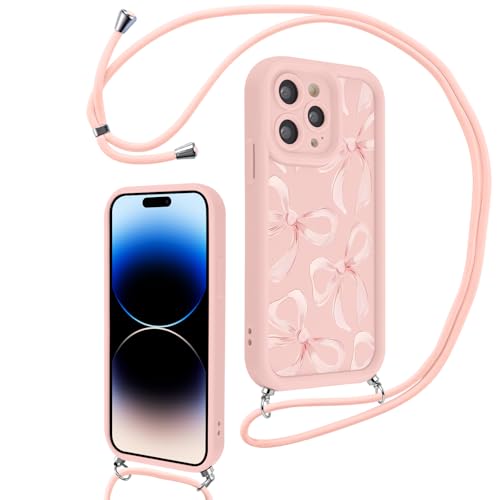 Votvloay Handykette Handyhülle für iPhone 16 Pro 6,3" Hülle mit Band, Aesthetic Schleifen Fliege Muster Kordel zum Umhängen Case, Weich Dünn Silikon TPU Bumper Stoßfest Cover für iPhone 16 Pro, Rose Votvloay Handykette Handyhülle für iPhone 16 Pro 6,3" Hülle mit Band, Aesthetic Schleifen Fliege Muster Kordel zum Umhängen Case, Weich Dünn Silikon TPU Bumper Stoßfest Cover für iPhone 16 Pro, Rose von Votvloay