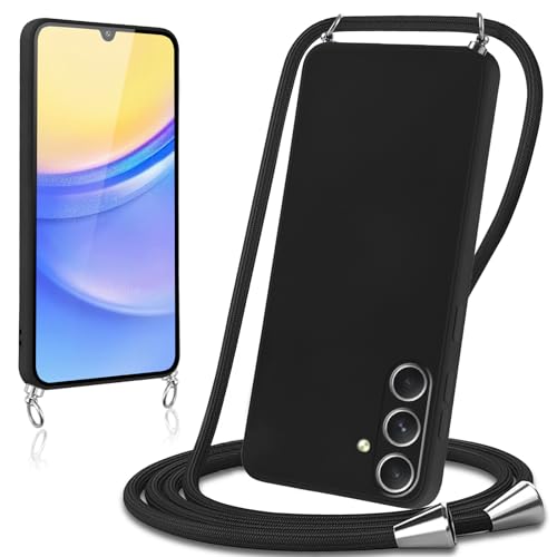 Votvloay Handykette für Samsung Galaxy A15 4G 6,5" Hülle mit Band Liquid Silikon Necklace Handyhülle mit Abnehmbar Kordel Schutzhülle zum Umhängen Stoßfest Case Cover für Samsung A15,Schwarz Votvloay Handykette für Samsung Galaxy A15 4G 6,5" Hülle mit Band Liquid Silikon Necklace Handyhülle mit Abnehmbar Kordel Schutzhülle zum Umhängen Stoßfest Case Cover für Samsung A15,Schwarz von Votvloay