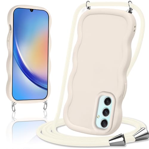 Votvloay Handykette für Samsung Galaxy A34 5G Hülle mit Band Handyhülle mit Schnur zum Umhängen,weiche Silikon Necklace Schutzhülle mit Abnehmbar Kordel,Wellen Lockige Form Stoßfest Case Cover,Beige Votvloay Handykette für Samsung Galaxy A34 5G Hülle mit Band Handyhülle mit Schnur zum Umhängen,weiche Silikon Necklace Schutzhülle mit Abnehmbar Kordel,Wellen Lockige Form Stoßfest Case Cover,Beige von Votvloay