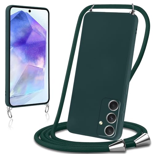 Votvloay Handykette für Samsung Galaxy A55 5G 6,5" Hülle mit Band Liquid Silikon Necklace Handyhülle mit Abnehmbar Kordel Schutzhülle zum Umhängen Stoßfest Case Cover für Samsung A55 5G,Grün Votvloay Handykette für Samsung Galaxy A55 5G 6,5" Hülle mit Band Liquid Silikon Necklace Handyhülle mit Abnehmbar Kordel Schutzhülle zum Umhängen Stoßfest Case Cover für Samsung A55 5G,Grün von Votvloay