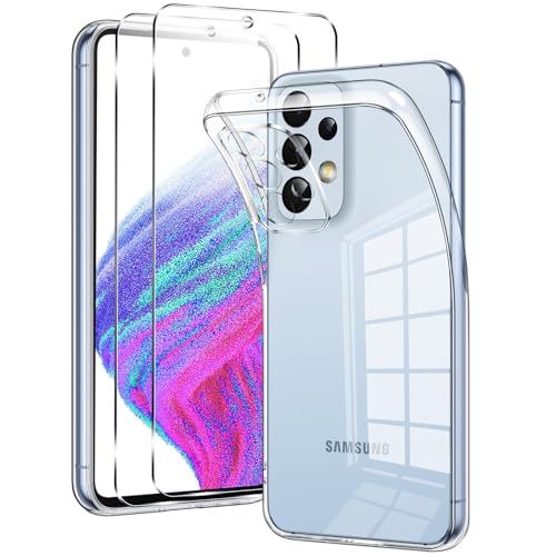 Votvloay für Samsung Galaxy A53 5G Hülle 6,5", mit 2 Stück Panzer Schutz Glas, Ultra Dünn Weich TPU Silikon Transparent Handyhülle Stoßfest Kratzfest Crystal Schutzhülle für Samsung A53, Durchsichtig Votvloay für Samsung Galaxy A53 5G Hülle 6,5", mit 2 Stück Panzer Schutz Glas, Ultra Dünn Weich TPU Silikon Transparent Handyhülle Stoßfest Kratzfest Crystal Schutzhülle für Samsung A53, Durchsichtig von Votvloay