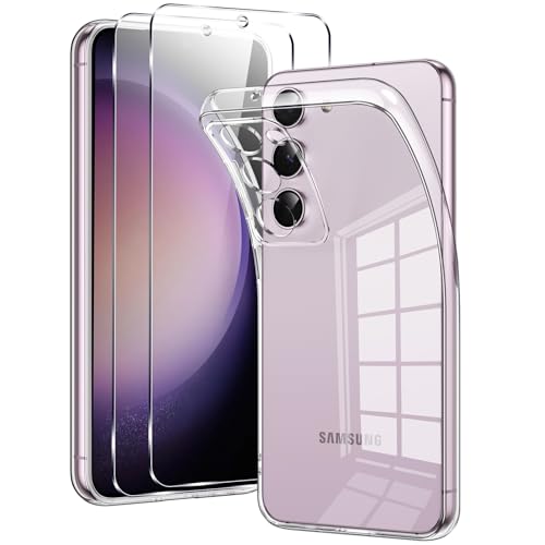 Votvloay für Samsung Galaxy S23 5G Hülle 6,1", mit 2 Stück Panzer Schutz Glas, Ultra Dünn Weich TPU Silikon Transparent Handyhülle Stoßfest Kratzfest Crystal Schutzhülle für Samsung S23, Durchsichtig Votvloay für Samsung Galaxy S23 5G Hülle 6,1", mit 2 Stück Panzer Schutz Glas, Ultra Dünn Weich TPU Silikon Transparent Handyhülle Stoßfest Kratzfest Crystal Schutzhülle für Samsung S23, Durchsichtig von Votvloay
