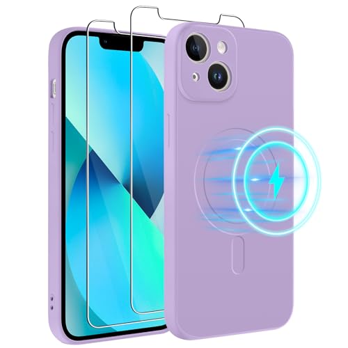Votvloay Magnetische Handyhülle für Apple iPhone 13 6,1" Kompatibel mit Magsafe mit 2 Stück Schutzfolie,Liquid Silikon Schutzhülle mit Mikrofaser-Innenfutter Stoßfestes Case Cover iPhone 13,Lila Votvloay Magnetische Handyhülle für Apple iPhone 13 6,1" Kompatibel mit Magsafe mit 2 Stück Schutzfolie,Liquid Silikon Schutzhülle mit Mikrofaser-Innenfutter Stoßfestes Case Cover iPhone 13,Lila von Votvloay