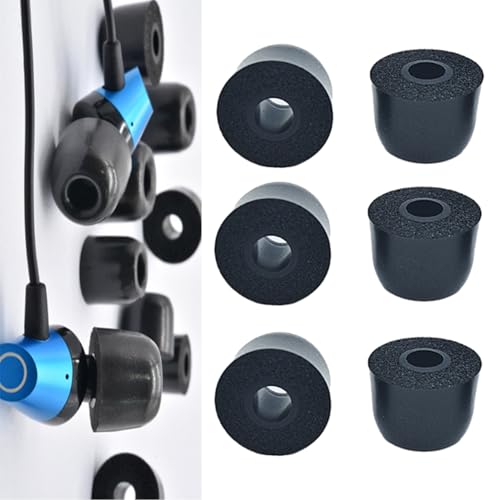 3 Paar Memory-Foam-Ohrpolster, Ohrkappen aus Memory-Schaumstoff mit 1 Aufbewahrungsbox, Ersatz Silikon Ohrstöpsel In-Ear Gummi Ohrpolster, rutschfeste Ersatz-Ohrstöpsel für Kopfhörer (M) von Votvlog