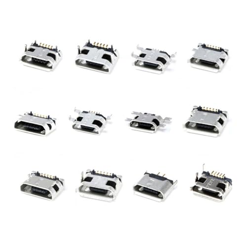 60 Stück Micro USB Buchse Stecker, USB Micro Port Buchse Lötstecker, 12 Modelle Typ Verbinder Set, USB Reparatur Ersatz Adapter für Telefon, Löten Reparatur von Votvlog