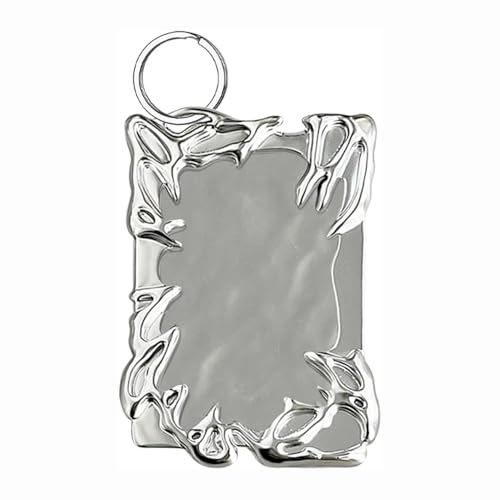 Galvanisieren Kunststoffe Unregelmäßig Rahmen Photocard Holder Keychain, Irregular Silber Electroplate Frame Ausweishalter, Creative Idol Fotokartenhalter Rahmen, Y2K ID Card Holder Badge Holder von Votvlog