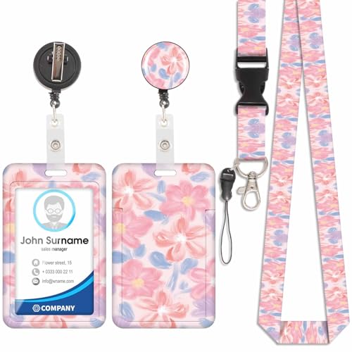 Kartenhalter mit Ölgemälde und Blumenmuster, ID-Kartenhalter, abnehmbares Schlüsselband mit einziehbarem Clip für Schlüsselanhänger, Visitenkarten, Türkarten, ID-Karten und mehr. Kartenhalter mit Ölgemälde und Blumenmuster, ID-Kartenhalter, abnehmbares Schlüsselband mit einziehbarem Clip für Schlüsselanhänger, Visitenkarten, Türkarten, ID-Karten und mehr. von Votvlog
