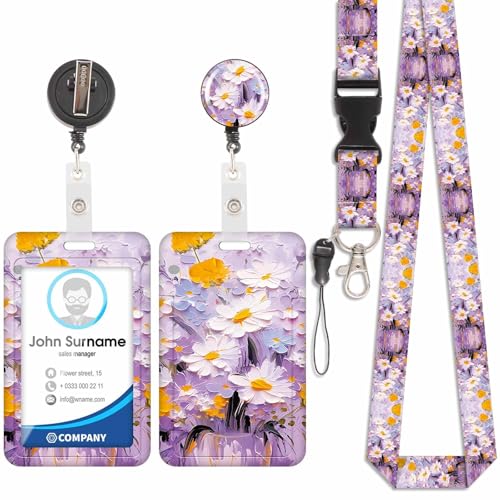 Kartenhalter mit Ölgemälde und Blumenmuster, ID-Kartenhalter, abnehmbares Schlüsselband mit einziehbarem Clip für Schlüsselanhänger, Visitenkarten, Türkarten, ID-Karten und mehr. Kartenhalter mit Ölgemälde und Blumenmuster, ID-Kartenhalter, abnehmbares Schlüsselband mit einziehbarem Clip für Schlüsselanhänger, Visitenkarten, Türkarten, ID-Karten und mehr. von Votvlog