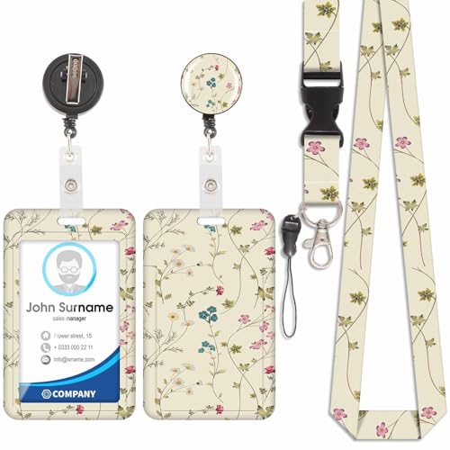 Niedlicher floraler Kartenhalter, ID-Kartenhalter, abnehmbares Schlüsselband mit einziehbarem Clip für Schlüsselanhänger, Visitenkarten, Türkarten, ID-Karten, etc. Niedlicher floraler Kartenhalter, ID-Kartenhalter, abnehmbares Schlüsselband mit einziehbarem Clip für Schlüsselanhänger, Visitenkarten, Türkarten, ID-Karten, etc. von Votvlog