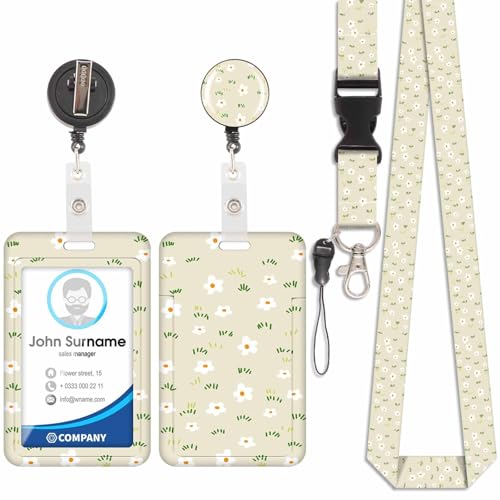 Niedlicher floraler Kartenhalter, ID-Kartenhalter, abnehmbares Schlüsselband mit einziehbarem Clip für Schlüsselanhänger, Visitenkarten, Türkarten, ID-Karten, etc. Niedlicher floraler Kartenhalter, ID-Kartenhalter, abnehmbares Schlüsselband mit einziehbarem Clip für Schlüsselanhänger, Visitenkarten, Türkarten, ID-Karten, etc. von Votvlog