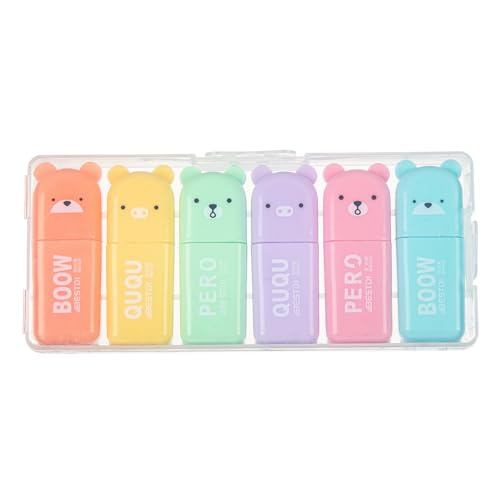 Votvlog 6 Stück Mini-Highlighter, Cartoon Bear Funny Highlighter, Highlighter Pastell Highlighter, Ästhetische Highlighter Highlighter Set für Kinder Erwachsene Zeichnung oder Hervorhebung Votvlog 6 Stück Mini-Highlighter, Cartoon Bear Funny Highlighter, Highlighter Pastell Highlighter, Ästhetische Highlighter Highlighter Set für Kinder Erwachsene Zeichnung oder Hervorhebung von Votvlog