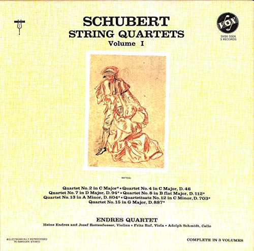 Schubert: String Quartets Vol. I; Quartet No. 2 in C Major; No. 4 in C Major, D.46; No. 7 in D Major, D.94; No. 8 in Bflat Major, D. 112;.. - SVBX 5004 - Vinyl Box von Vox