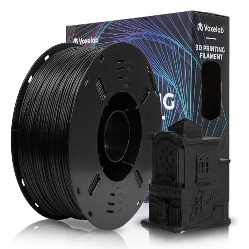 VOXELAB ASA CF Filament 1.75mm, Hochwertiges 3D Drucker Filament ASA CF, Gute Haftung für 3D Druck, Vakuumverpackung, Ordentliche Spule, Präzise Maßgenauigkeit +/- 0.02 mm,1kg (2.2lbs) Black von Voxelab