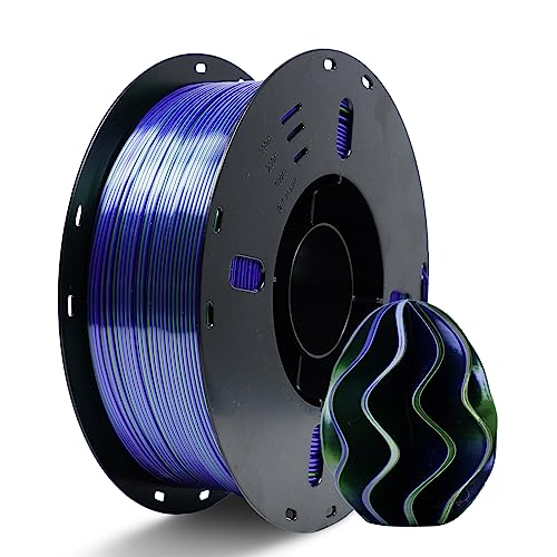 Voxelab FilaBees Seiden-PLA-Filament, 3D-Drucker-Filament 1,75 mm, 3D-Druck-Filament, 1 kg Spule, Maßgenauigkeit +/- 0,05 mm, mehrfarbige Filament, Seidenblau, Grün von Voxelab