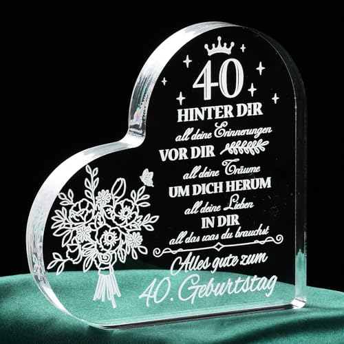 Geschenke zum 40. Geburtstag für Frauen,Herzförmige Acryl-Tischschmuck/Briefbeschwerer Geburtstagsgeschenk für frauen mama freundin 40,Personalisiertes Geschenkidee Geschenke zum 40. Geburtstag für Frauen,Herzförmige Acryl-Tischschmuck/Briefbeschwerer Geburtstagsgeschenk für frauen mama freundin 40,Personalisiertes Geschenkidee von Voxisroma