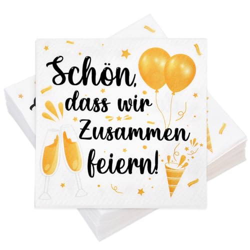 Voxisroma 100 Servietten Geburtstag Tischdeko, Schön, dass wir zusammen feiern, Champagner, 3-lagig, 33 x 33 cm, Papier Voxisroma 100 Servietten Geburtstag Tischdeko, Schön, dass wir zusammen feiern, Champagner, 3-lagig, 33 x 33 cm, Papier von Voxisroma