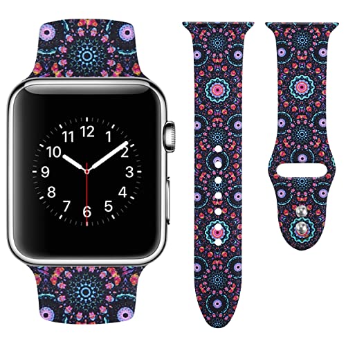 Vozehui Armband Kompatibel mit Apple Watch 41mm 40mm 38mm für Damen Herren, Weiches Silikon Ersatzarmband mit Stilvollem Muster für iWatch Armband Series SE 7 6 5 4 3 2 1, Grafik von Vozehui